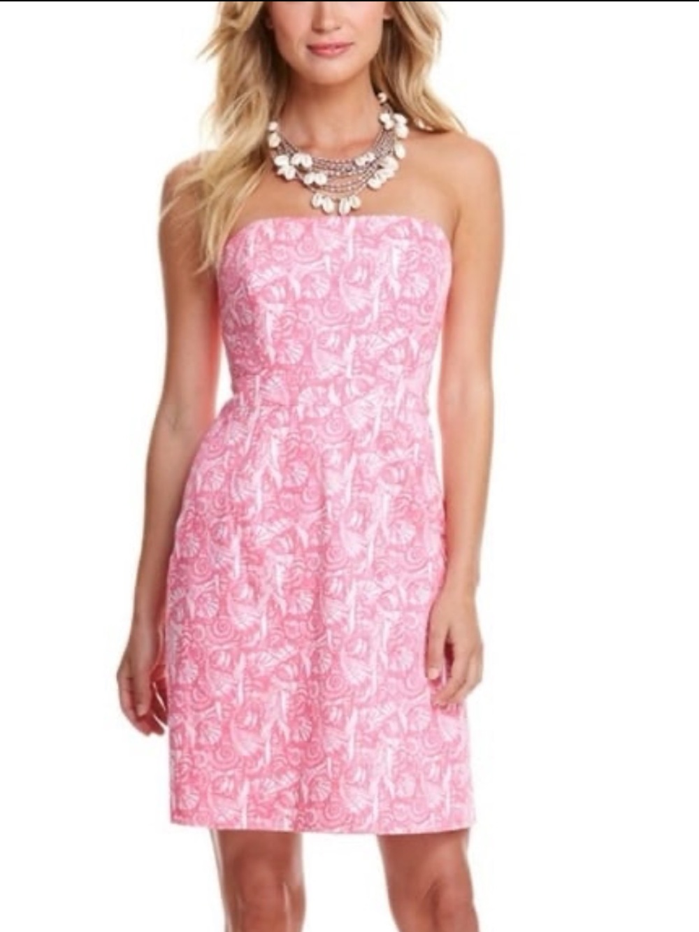 Vineyard Vines Pink Sea Shells, Strapless Lined Dress size 0